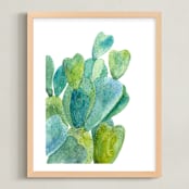 "Cacti" - Art Print in Cactus green by Alexandra Dzh - Framed
