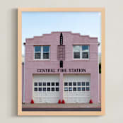 "Central Fire Station Marfa" - Art Print in Pink by Alison Holcomb - Framed