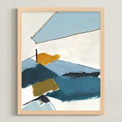 "Blue Sunset II" - Art Print in Steel Blue by Karyn Denten - Framed
