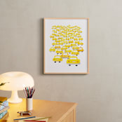 "Taxis in Traffic" - Art Print in White by BernadetteSosa - In a Room