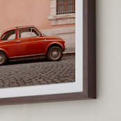"An Italian Classic in Rome" - Art Print in Red Rosa by Kelsey Mucci - Frame Close-up