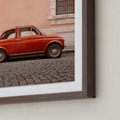"An Italian Classic in Rome" - Art Print in Red Rosa by Kelsey Mucci - Frame Close-up