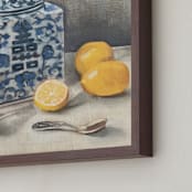"Lemon Chinoiserie" - Art Print in Citrus by Laura Udall Miller - Frame Close-up