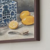 "Lemon Chinoiserie" - Art Print in Citrus by Laura Udall Miller - Frame Close-up