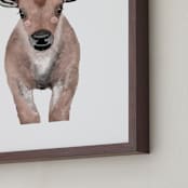 "Baby Animal Bison" - Art Print in Almond by Cass Loh - Frame Close-up