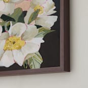 "Fresh White Paintly Bouquet" - Art Print in leave green by Lucrecia Caporale - Frame Close-up