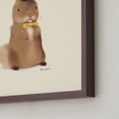 "Coco Bunny" - Art Print in chocolate cream by Tracy Ann - Frame Close-up