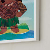 "Maui the Wayfinder from Disney's Moana" - Personalized Art Print in Deep Sea by Lori Wemple - Frame Close-up