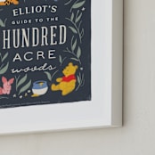 "The Hundred Acre Woods from Disney's Winnie The Pooh" - Personalized Art Print in Navy by JeAnna Casper - Frame Close-up