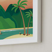 "Escape to Motunui" - Art Print in Sunset by Erica Krystek - Frame Close-up