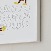 "Slinky Dog Saves the Day" - Art Print in Bark by Jackie Crawford - Frame Close-up
