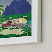 "Relax in Disney's Kokaua Town" - Art Print in Palm by Erica Krystek - Frame Close-up
