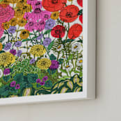 "Flower Hour" - Art Print in Garden Green by Janie Allen - Frame Close-up