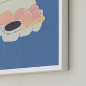 "Half Dozen Eggs" - Art Print in Navy by Elliot Stokes - Frame Close-up