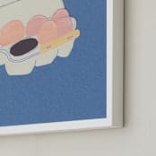 "Half Dozen Eggs" - Art Print in Navy by Elliot Stokes - Frame Close-up