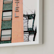 "7th Street Hotel" - Art Print in peach by Baumbirdy - Frame Close-up