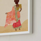 "Radhaben and the Gold Coins" - Art Print in Desert by Kamala Nahas - Frame Close-up