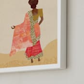 "Radhaben and the Gold Coins" - Art Print in Desert by Kamala Nahas - Frame Close-up