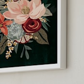 "Mixed Botanicals III" - Art Print in Green by Susan Moyal - Frame Close-up