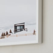 "High Country Home" - Art Print in Snow by Jamie Lollback - Frame Close-up