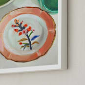 "Beautiful Plate" - Art Print in Linen by Jenny Westenhofer - Frame Close-up