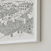 "Rye Town" - Art Print in Barley Beige by Adelyn T. - Frame Close-up