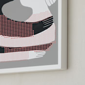 "Girl Meets Girl" - Art Print in chalk gray by Gina Ortiz - Frame Close-up