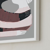 "Girl Meets Girl" - Art Print in chalk gray by Gina Ortiz - Frame Close-up