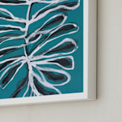 "Flower Dance" - Art Print in Sea Green by Deborah Velasquez - Frame Close-up