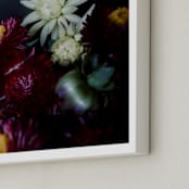"Dark Fall Flowers" - Art Print in dark denim by Katie Buckman - Frame Close-up