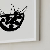 "Life is a bowl of cherries" - Art Print in Black and Off-white by Sonya Percival - Frame Close-up