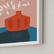 "Mid Century Vase" - Art Print in Bubble Gum by Morgan Kendall - Frame Close-up