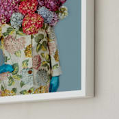 "Shes Blooming Worth " - Art Print in Summer Sky Blue by Theresa Bear - Frame Close-up