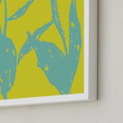 "Flower Shapes 1" - Art Print in Chartreuse by Alicia Schultz - Frame Close-up