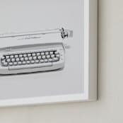 "The Typewriter" - Art Print in White on white by Cristiane - Frame Close-up