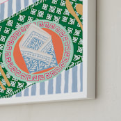 "Dinner For One" - Art Print in Powder Blue by Mariana Suárez Pierre - Frame Close-up