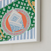 "Dinner For One" - Art Print in Powder Blue by Mariana Suárez Pierre - Frame Close-up