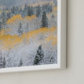"Autumn Snowfall" - Art Print in Mustard by Eric Clegg - Frame Close-up