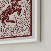 "Lamb Linocut" - Art Print in Rust by Ash Weaver - Frame Close-up