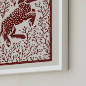 "Lamb Linocut" - Art Print in Rust by Ash Weaver - Frame Close-up