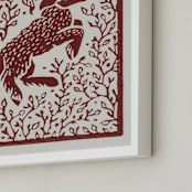 "Lamb Linocut" - Art Print in Rust by Ash Weaver - Frame Close-up