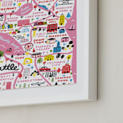 "I Love Seattle" - Art Print in Flamingo Pink by Jordan Sondler - Frame Close-up