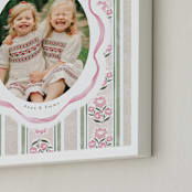 "Holiday Ribbon: Portrait Framed Photo" - Framed Photo in Peony by Jackie Crawford - Frame Close-up