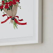 "Ohio Scarlet Carnation Bouquet" - Art Print in Crimson by Susan Moyal - Frame Close-up