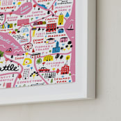 "I Love Seattle" - Art Print in Flamingo Pink by Jordan Sondler - Frame Close-up