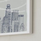 "Roof Party" - Art Print in Soft Grey by Cheeky Design - Frame Close-up