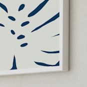 "Botanical on Indigo" - Art Print in Indigo Blue by Deborah Velasquez - Frame Close-up