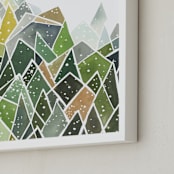 "Landscape of Triangles and Dots" - Art Print in Forest Green by Yao Cheng Design - Frame Close-up