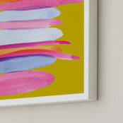 "Pillowed Rainbow" - Art Print in Tumeric by Deborah Velasquez - Frame Close-up