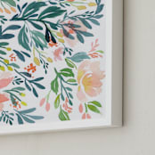 "Dancing Peonies" - Art Print in Peony Pink by Natalie Malan - Frame Close-up